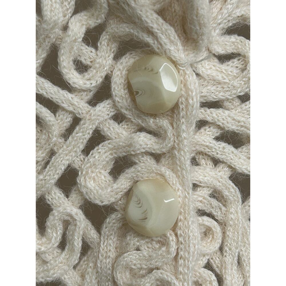 TALBOTS Collection Crochet Italian Alpaca Wool Cardigan Sweater Women's Size Med - Picture 6 of 12